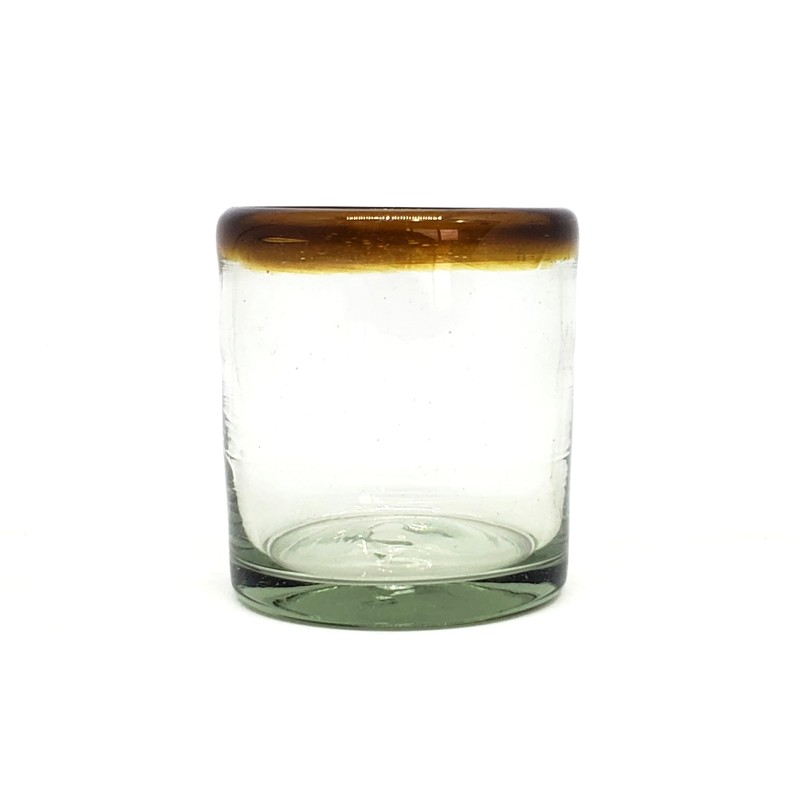MexHandcraft Amber Rim 8 oz DOF Rock Glasses (set of