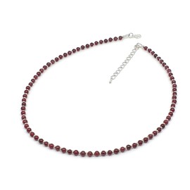 THEPRETTYBITS Beaded Red Garnet Necklace, Natural Gemstone Collar, Adjustable 16-inch Strand, Silver Plated, Handmade Boho Chic Chakra Statement