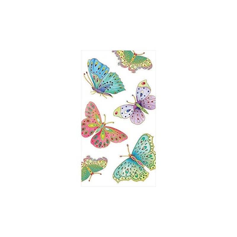 Caspari Jeweled Butterflies Guest Towel, Multicolor