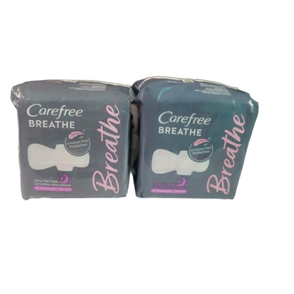 CAREFREE 2X Carefree Breathe OVERNIGHT Ultra Thin Pads With Wings