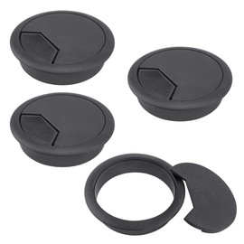 Desenda 4 PCS Desk Cable Wire Grommet Table Cable Grommet Desk Cable Hole Cover Plastic Desk Grommet for Organize Office and Home Table Cable (Black)