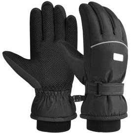 OOPOR Kids Winter Warm Waterproof Ski Gloves - Non-Slip Skating Gloves, Thermal Winter Gloves, Thickened Snow Gloves, Outdoor Sports, Windproof Gloves for Bike, Boys, Girls