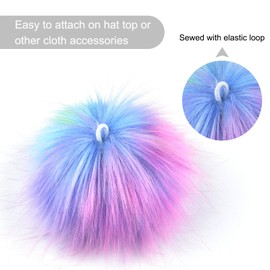 Coopay 36 Pieces Faux Fox Fur Pom Pom Balls DIY Fur Fluffy Ball with Elastic Loop for Hats Keychains Scarves Gloves Bags Charms Knitting Accessories (Multicolor)