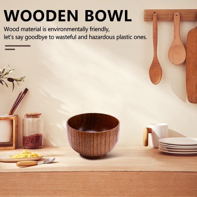 Ocnvlia 4 Pieces Wooden Handmade Bowl and Spoon for for