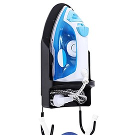 DOUBLE 2 C Iron Board Holder Ironing Board Hanger Wall Mount Electric Iron and Ironing Board Storage Organizer Shelf with Removable Hooks for Laundry Room - for Max 5.3 inch Width