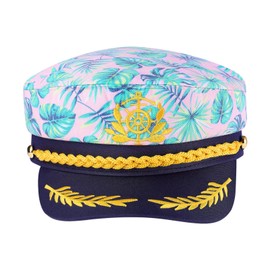 KESYOO Captain Hat Embroidery Sailor Costume Cap Hat for Women Men Pink Marine Admiral Cap Hat