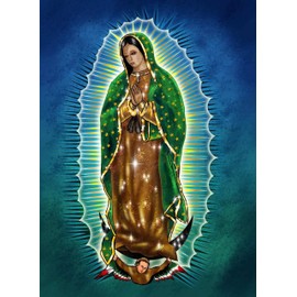 Zinker Diamond Painting Kit 5D Pintura De Diamantes Diamante Redondo De 30cm X 40cm Impresión HD Incluye todos los Aditamentos Necesarios Modelo Virgen Guadalupe Azul