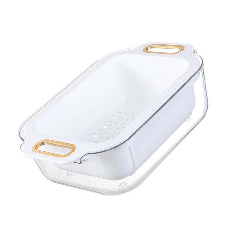 Extendable Over Sink Colander Double Layers Retractable Drainer Basket for