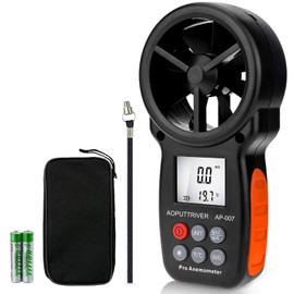 Anemometer Handheld, AP-007 Anemometers Wind Speed Meter for HVAC with Wind Speed, Temperature（℃/℉） and Backlit Air Flow Meter for Shooting, Surfing, HVAC Duct