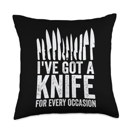Knife Collector Knives Collecting Throw Pillow