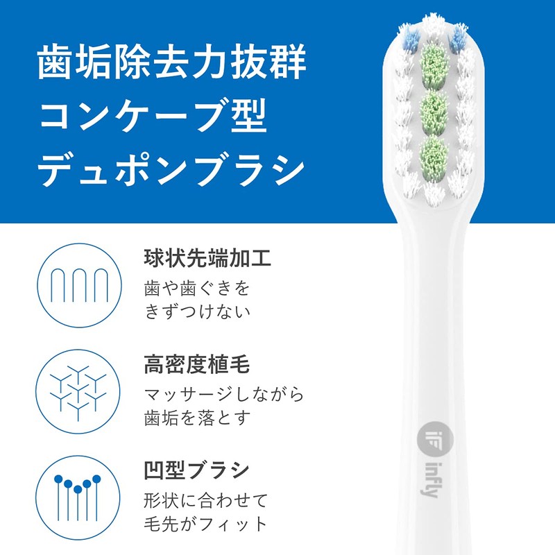 infly PT02 Replacement Brush, Sonic Type, Cap Included, DuPont Brush,