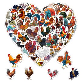 Pack 50 Pcs Cute Animal Chicken Rooster Stickers for Water Bottles Waterproof Laptop Luggage Computer Scrapbooking Teen Adult Girls Boys Aesthetic Sticker Packs Small Vinyl Decals