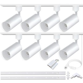 Bravsekai White GU10 LED Track Lighting Kit, GU10 Track Light Heads with 2 * 3.28FT H Track Light Rail 8PCS Ceiling Spotlight Fixture for Home and Shop, No Bulbs