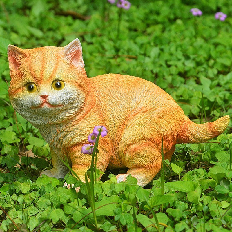 Outdoor Garden Decor Cat Statues Kitten Ornaments Gardening Decorations Gardening