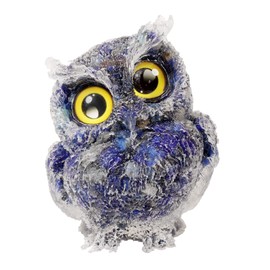 Rockcloud Resin Lapis Lazuli Crystal Owl Statue Pocket Stone, Handmade Orgone Owl Animal Figurine for Home Office Desktop Decor, Blue