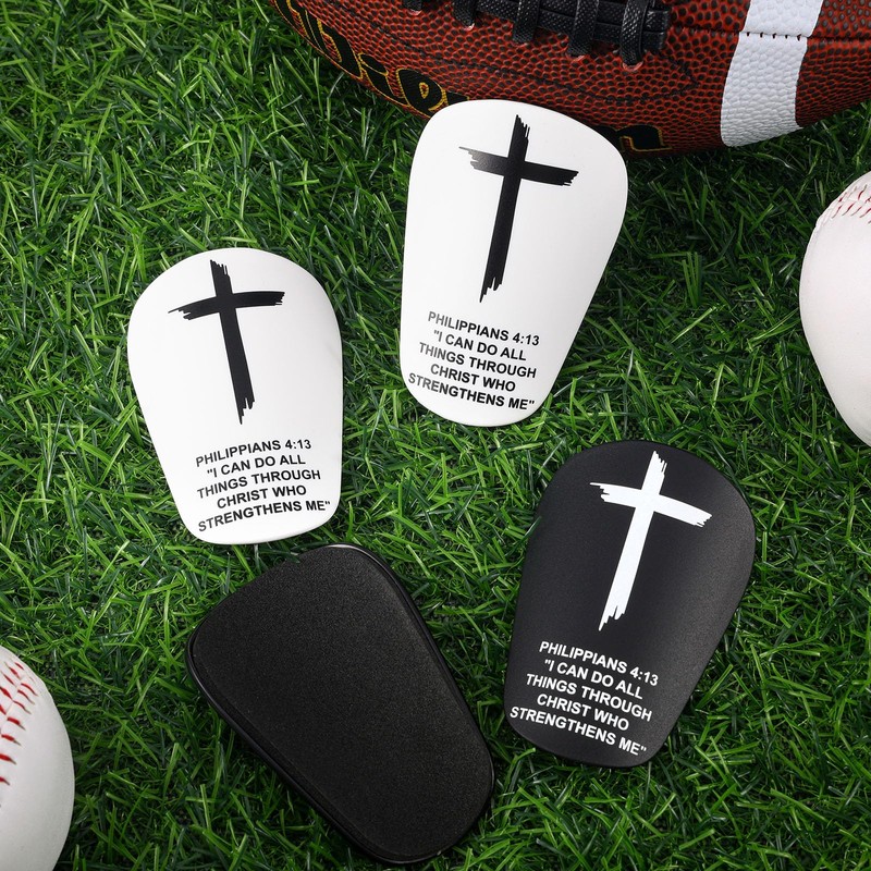 2Pairs Mini Shin Guards Soccer 3.35 x 2.36Inch Christian Faith