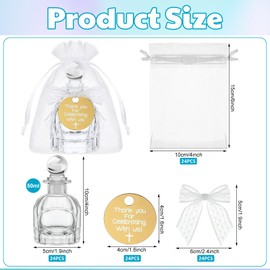 Newtay 24 Sets Holy Water Bottles Baptism Party Favors Gifts Set 50ml Catholic Christian Glass Bottles with Mental Disc Organza Bags White Ribbon and Rope Holy Communion Gifts for Church Wedding