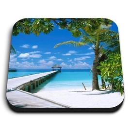 1 x Square MDF Fridge Magnet - Maldives Beach 8968