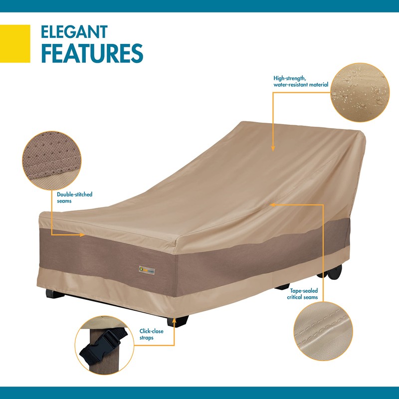 DUCKCOVERS Elegant Waterproof 78 Inch Patio Chaise Lounge Cover, Chaise