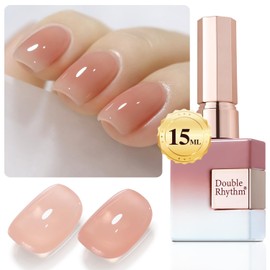 Double Rhythm Translucent Gel Polish Sheer Neutral Natural Light Milky Same Color Same Bottle 15ML Jelly Nail Polish Nail Art DIY at Home (Nude Cream-A1413)