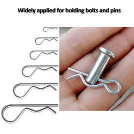 24 Pcs Cotter Pin Assortment Kit, R Clips Heavy Duty Zinc Plated Spring Fastener Kit for Hitch Pin Lock System