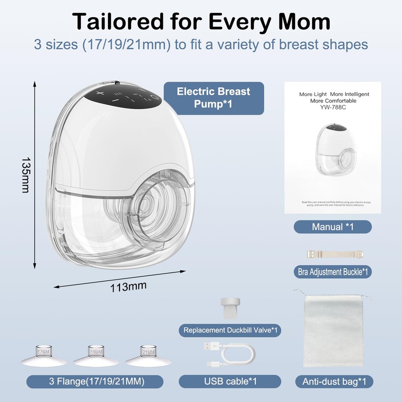 Electric Breast Pump, 4 Modes and 12 Levels, Handsfree Breast