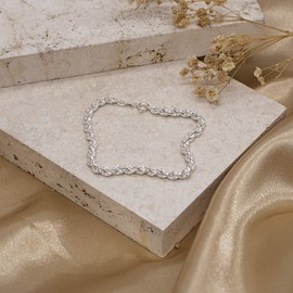 Tuscany Silver Women's Braided Chain Bracelet Sterling Silver 18 cm, 18 centimetres, Silver, No Stone