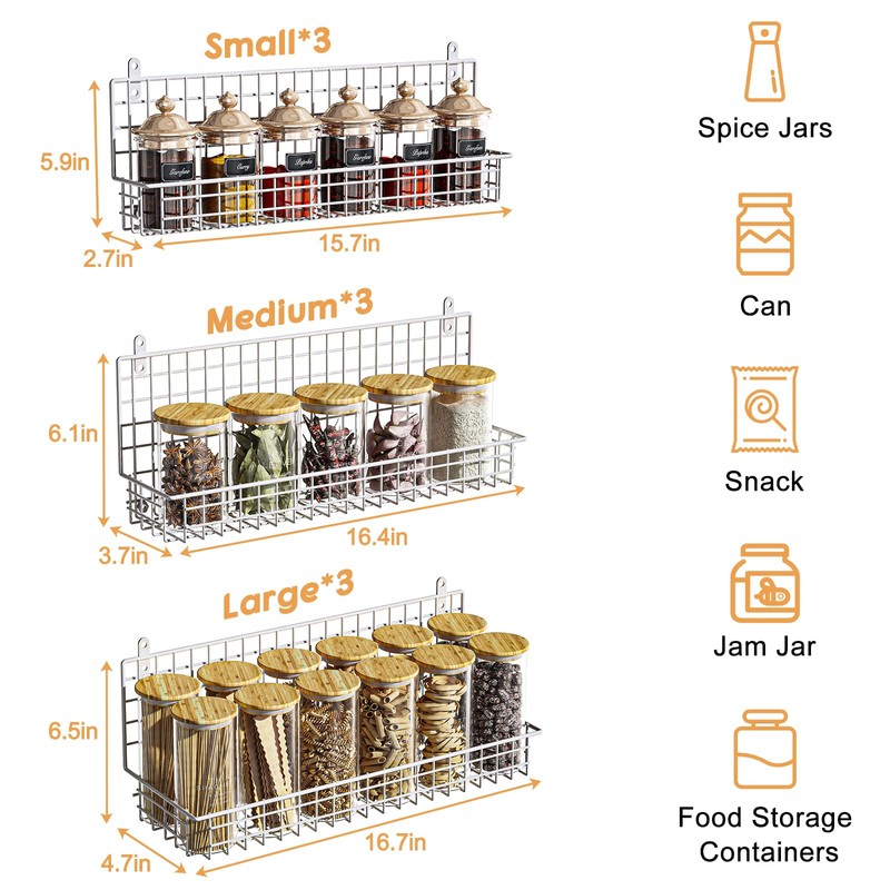 JKsmart 9-Tier Spice Rack Organizer with Door Hook, Wall Mount,