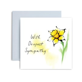 Huxters Sympathy Card for Deepest Sympathy Condolences Thinking of You Losing Your Deepest Sympathy Watercolour Daffodil - 14.8cm (Deepest Sympathy)