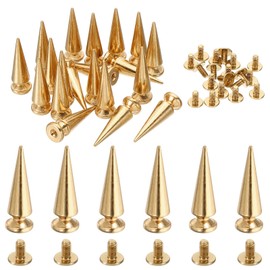 PATIKIL 29mm Studs for Clothing, 20 Sets Studs and Spikes Leather Rivets Cone Spikes Metal Screw Studs for Clothing Leather Crafts Fabric Shoes Punk Bag Leathercraft, 10x29mm, Gold Tone
