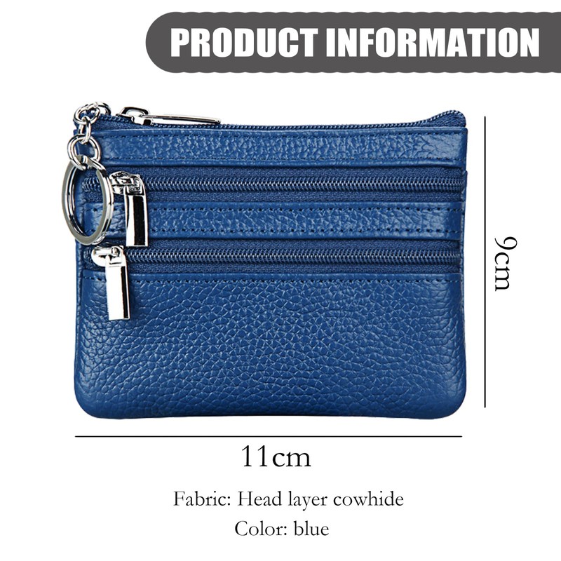YueJieSelected Ladies Genuine Leather Wallet with Key Ring, blue, Urban