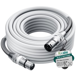 XLR to XLR Cable 50 Feet, Premium XLR Microphone Cable, Heavy Duty 22AWG OFC XLR Male to Female Cord, 3-Pin Shielded Mic Speaker Cable, Zinc Alloy Connectors, Metal Spring SR, White