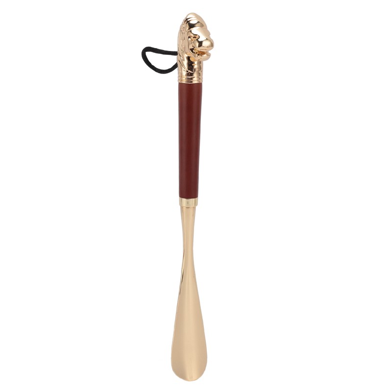 Lion Head Alloy Shoehorn Ergonomic Curves Metal Long Shoehorn with