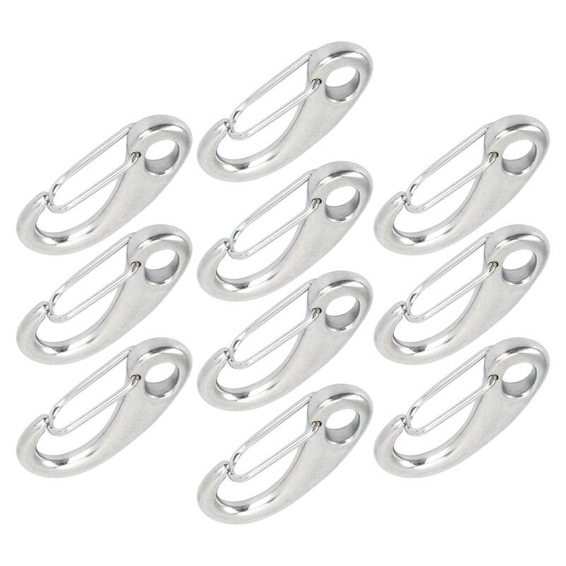 10pcs 50mm Heavy Duty Snap Rope Hook Stainless Steel Spring
