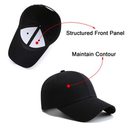NPQQUAN Baseball Cap Adjustable Size Structured Front Panels Golf Dad Hats for Men Women PureBlack