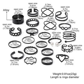 22Pcs Stacking Knuckle Statement Rings Sets for Women Teen Girls,Black Hollow Pearls Butterfly Heart Midi Rings Party Prom Trendy Jewelry Gifts (Black)