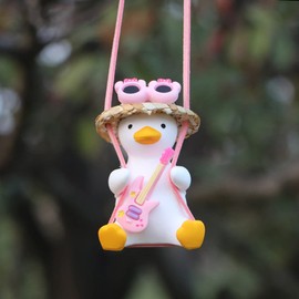 MENGSOOD Car Hanging Ornament,Little Tree Man Rear View Mirror Pendant Decoration,Mirror Hanging Car Interior Accessories for Car Rear View Mirror, Gardening Hanging (Pink Duck)