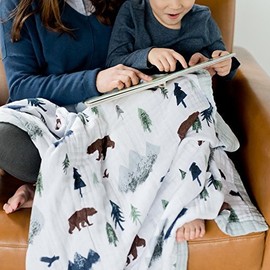 Saranoni Soft 4-Layer Bamboo Muslin Quilt, 47" x 47" Bamboo + Cotton Blanket (Yosemite)