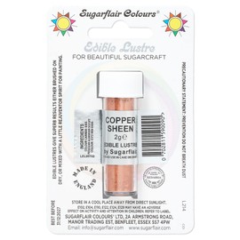 Sugarflair Copper Sheen Edible Lustre Dust, Add a Lustrous Shine to Cakes or Decorations. Brush On or Add Rejuvenator to Create Eye-Catching Edible Paint, Gives Shine to Your Bakes - 2g (Pack of 5)