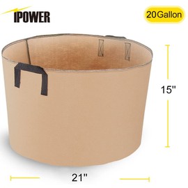 iPower 10-Pack 20 Gallon Grow Bags Nonwoven Fabric Pots Aeration Container with Strap Handles for Garden and Planting, Tan