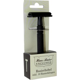 Hans Baier Exclusive Safety Razor Set Metal Black with 10 Razor Blades