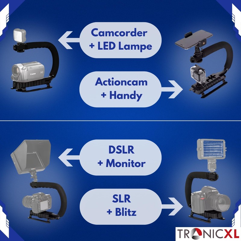 TronicXL Video Action Stabilising Handle Stabiliser with Cold Shoe for