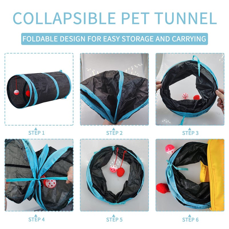 Cat Tunnel, Andiker Cat Tunnel with 2 Holes, Foldable Washable