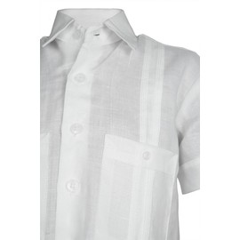 Mojito Kids Boys Linen Two Pocket Guayabera Shirt and Pant Set White 04
