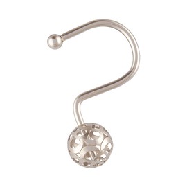 Utopia Alley Shower Rings, Hollow Ball Shower Curtain Hooks for Bathroom, Rust Resistant Shower Curtain Hooks Rings, Set of 12 (Brushed Nickel)