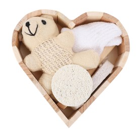 WOONEKY Bathing Set Portable Bathing Bath Scrubber Loofah Slice Glove Stylish Household Tools