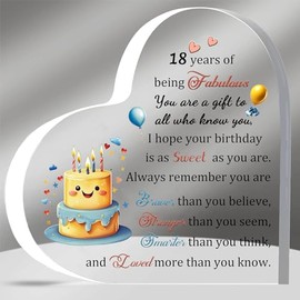 Acrylic Plaques 18th Birthday Inspirational Gifts for Eighteen-year-old Women Men Heart-Shaped Signs Birthdate Gift Encourage Appreciate Heart Signs for Him Her Friends Sister Son Daughter Keepsakes