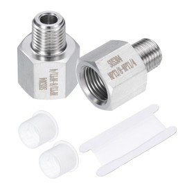 sourcing map 2 Pcs Pipe Fittings Reducer Adapter 1/4" NPT Male Pipe x 3/8" NPT Female Pipe Stainless Steel Adapter Pressure Gauge Connector for Oil Air Gas Hydraulic Systems