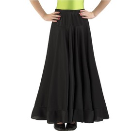 AMARU SANCHESU Girls Flamenca Dance Skirt with Ruffle, black