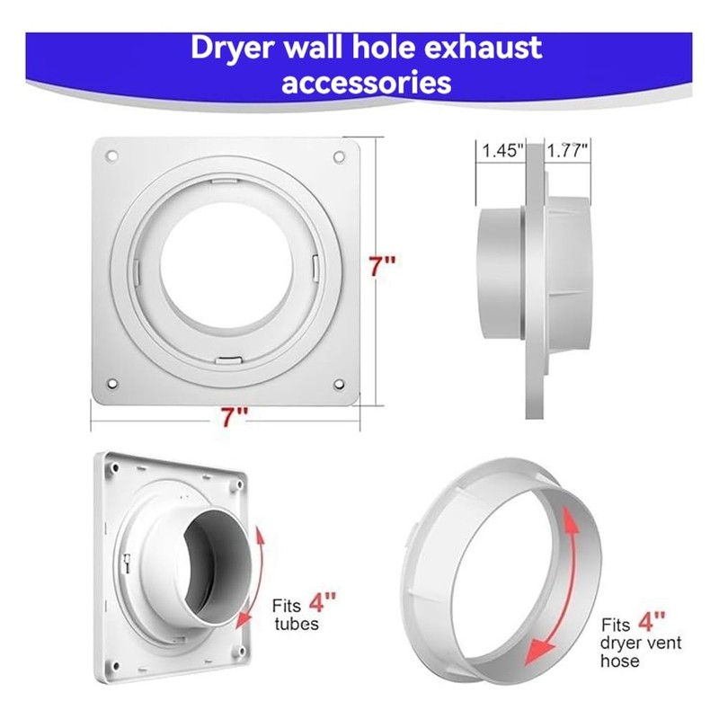 PRATYAHARA Dryer Vent Wall Plate with (4.8 Feet) Twist Lock